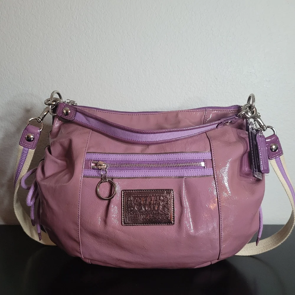 Coach Poppy Patent Leather Jazzy Convertible Shoulder Bag/ Crossbody Bag - Picture 15 of 16